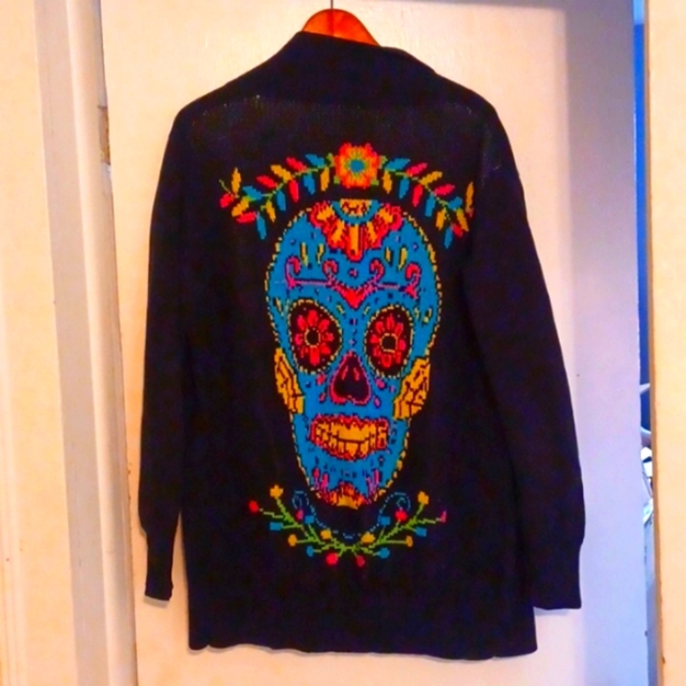 Too Fast Calaveras sugar skull cardigan XL